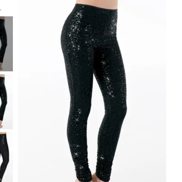 Double Platinum Dancewear Sequin Leggings Black - Picture 1 of 4